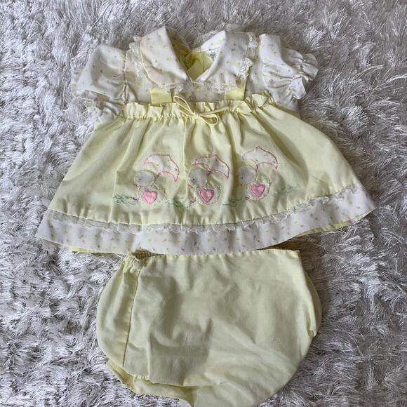 Vintage Yellow Dress Bloomer Set Sz 9 months - Picture 1 of 8